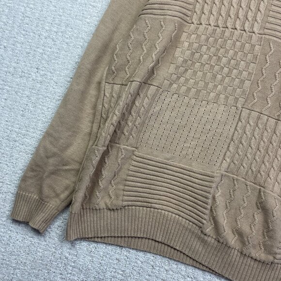 Y2K FAD 3D Cable knit Patchwork Asymmetrical Beige / Tan Mock neck Women Read - Picture 3 of 13